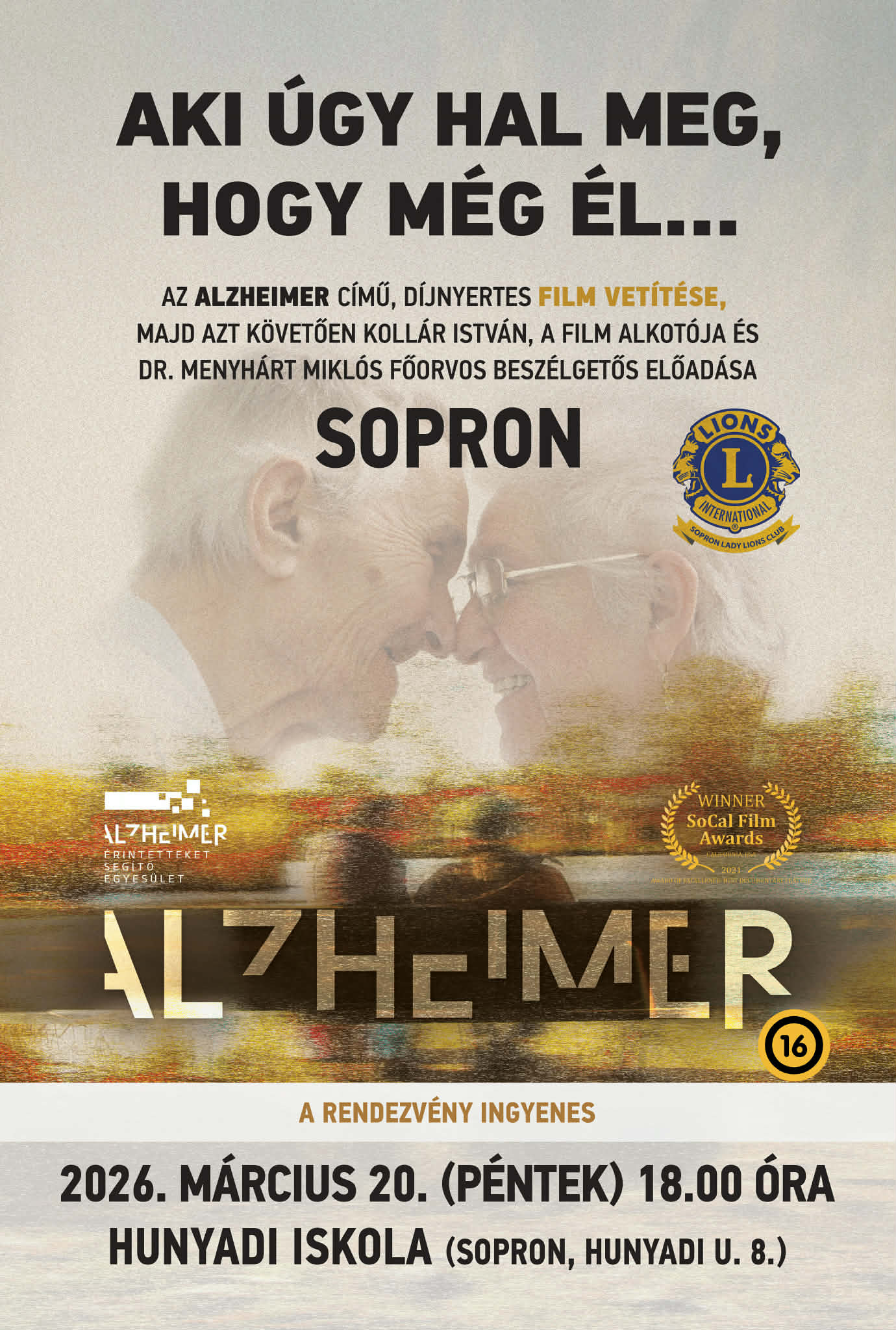 Alzheimer-filmvetítés és beszélgetés Sopronban a Sopron Lady Lions Club szervezésében
